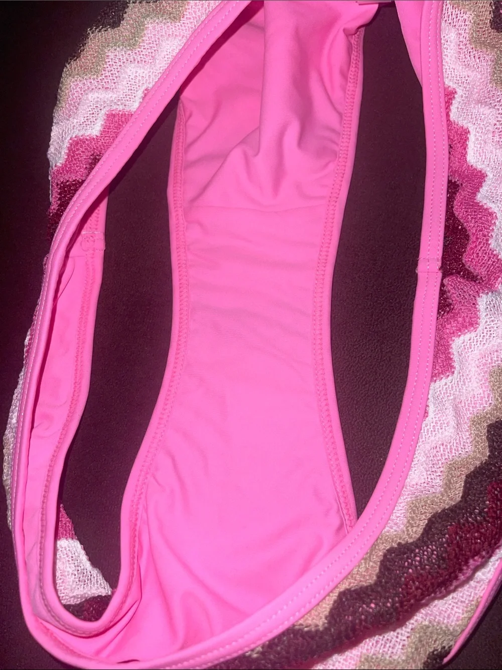 Zaful Pink Multi-Tone Chevron Bikini Set